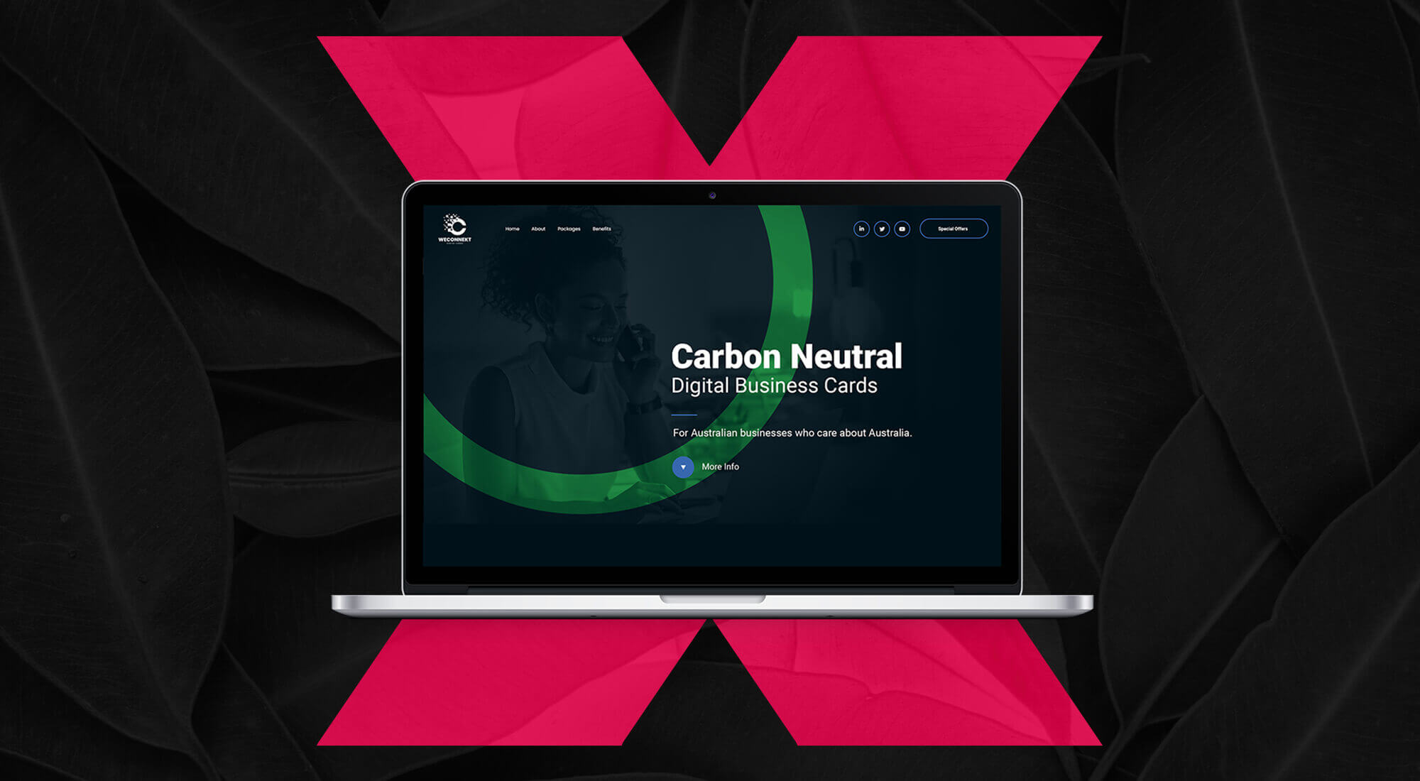 macbook mockup of weconnekt website