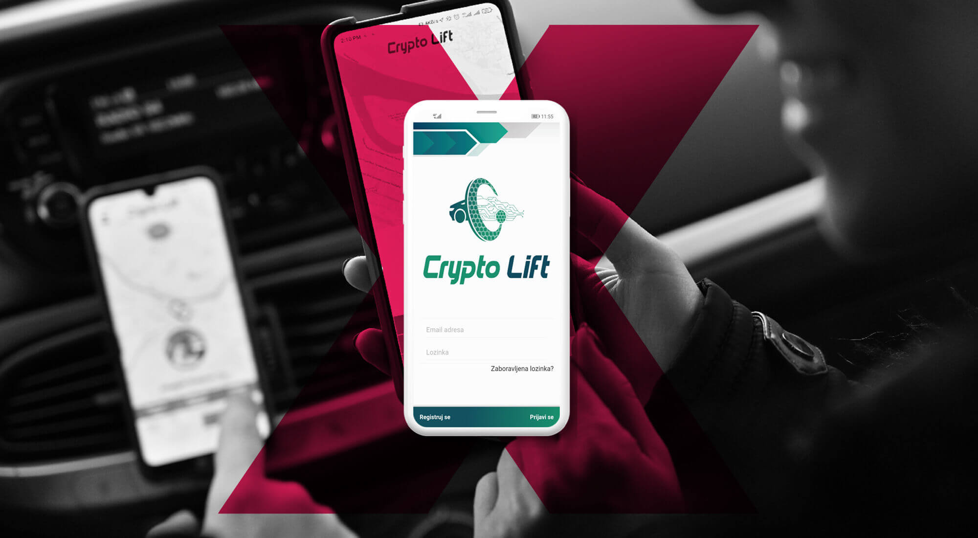 mockup of crypto lift mobile app development