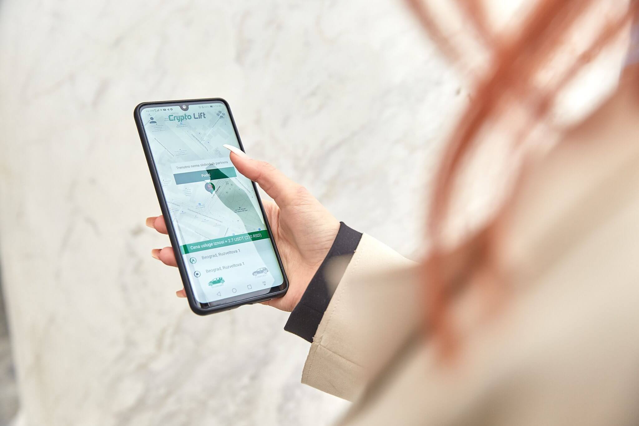 woman using crypto lift app