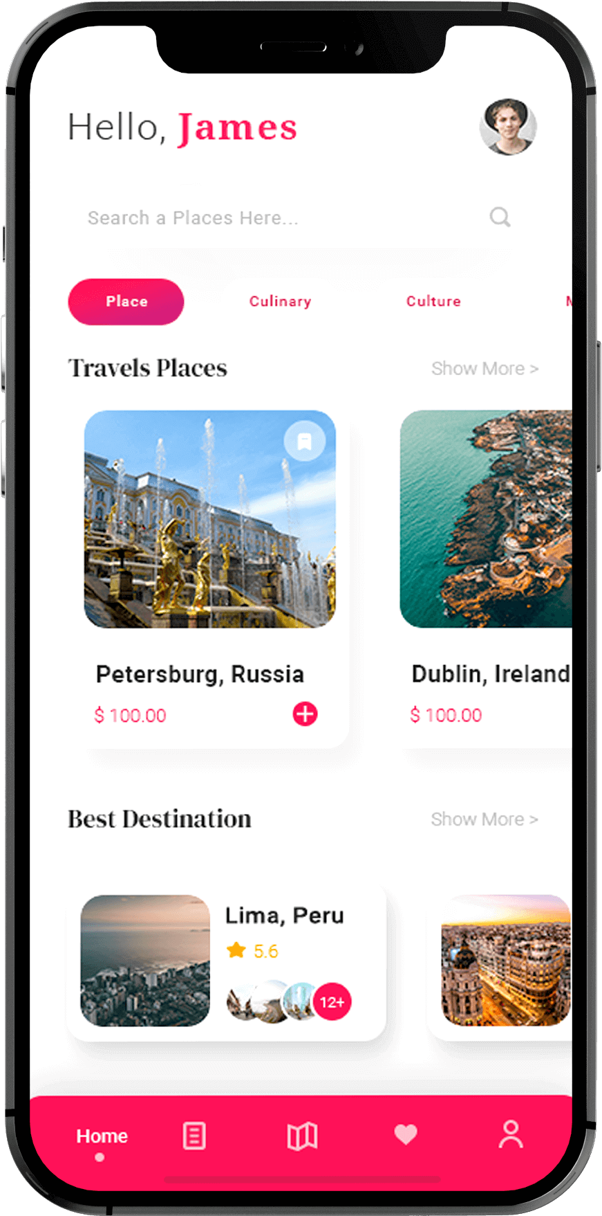 Trip booking app UI