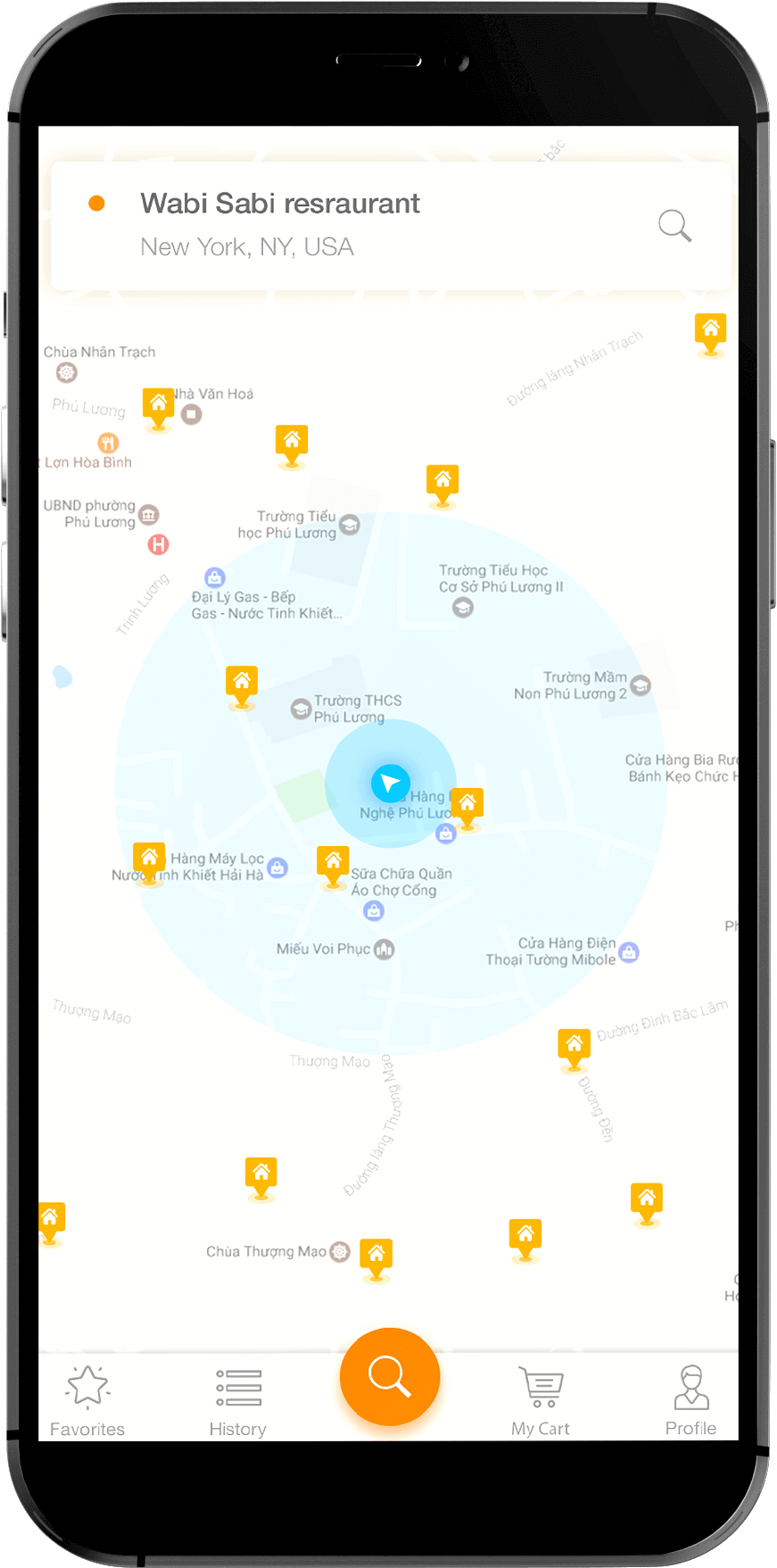 Chef map finder app UI