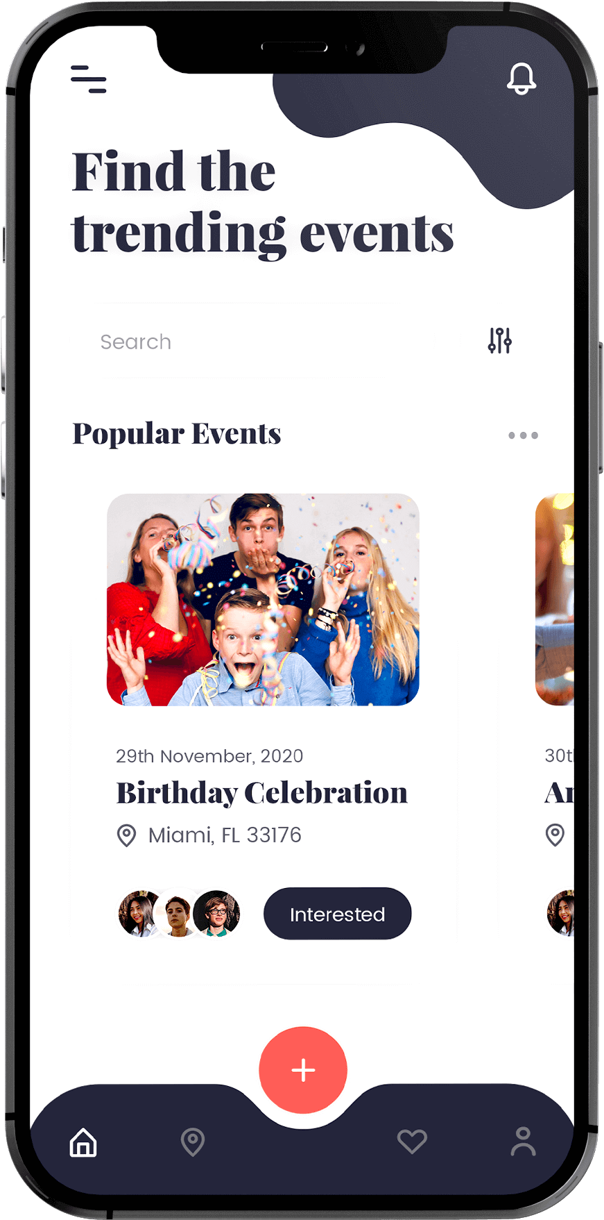 Event management app UI