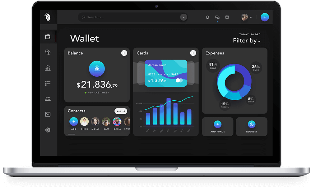 macbook of ant financial dashboard design